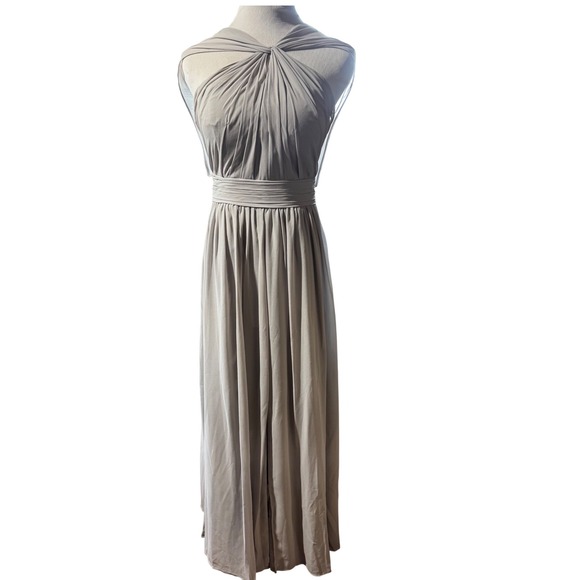 Bill Levkoff Dresses & Skirts - Bill Levkoff Gown Women 8 Taupe Halter Pleated Chiffon Formal Dress